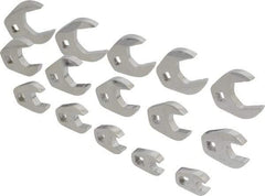 Proto - 15 Piece 3/8" Drive Open End Crowfoot Wrench Set - 3/8 to 1-1/4", with Clip Rail - Industrial Tool & Supply
