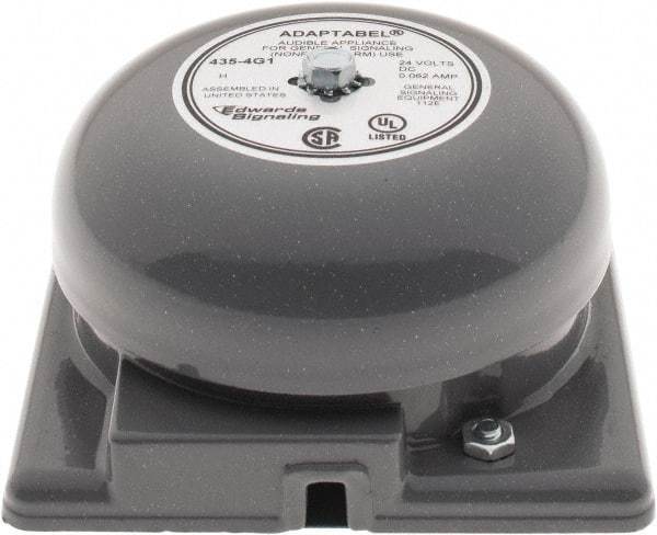 Edwards Signaling - 4" Diam, 24 VDC Bell - 0.062 Amps, 90 Decibles at 10', Vibrating, Waterproof - Industrial Tool & Supply