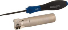 Seco - 7/8" Cut Diam, 0.354" Max Depth of Cut, 3/4" Shank Diam, 3.39" OAL, Indexable Square Shoulder End Mill - XO.X 10T3.. Inserts, Cylindrical Shank, 90° Lead Angle, Through Coolant, Series Turbo 10 - Industrial Tool & Supply