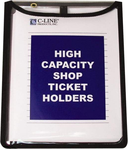 C-LINE - 15 Piece Clear High Capacity with Gussett Stitched Shop Ticket Holder - 12" High x 9" Wide - Industrial Tool & Supply