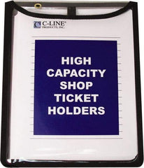 C-LINE - 15 Piece Clear High Capacity with Gussett Stitched Shop Ticket Holder - 12" High x 9" Wide - Industrial Tool & Supply