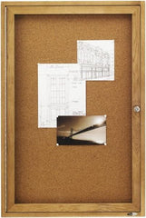 Quartet - 24" Wide x 36" High Enclosed Cork Bulletin Board - Natural (Color) - Industrial Tool & Supply