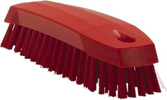 Vikan - 1" Bristle Length, Polyester Scrub Brush - 6-1/4" Long x 7" Wide Head, 7" OAL, Red, Polypropylene Block - Industrial Tool & Supply