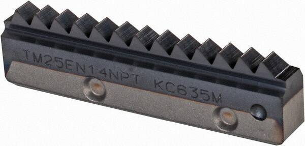 Kennametal - 14 TPI, Internal/External Thread, NPT Standard, TM25 KC635M Grade Thread Mill Insert - Carbide, TiAlN Coating - Industrial Tool & Supply