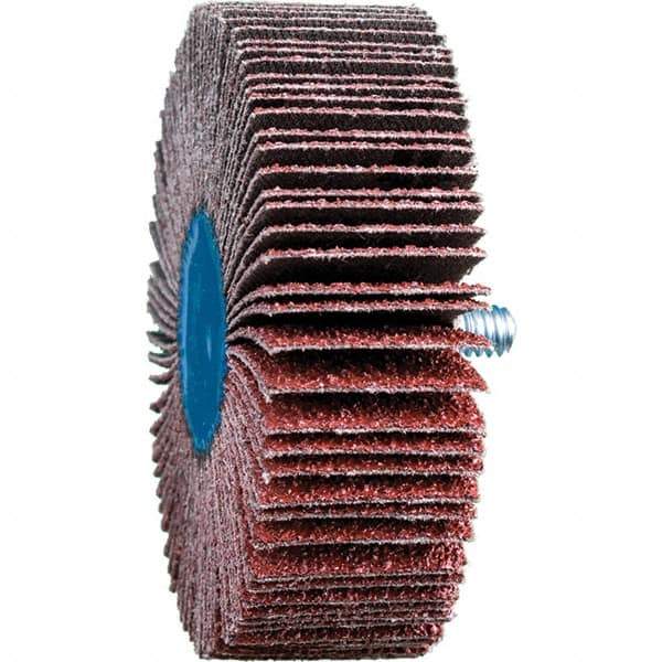 PFERD - 3" Diam x 1" Face Width, Aluminum Oxide Coated Mounted Flap Wheel - 1/4-20 Threaded Mount, 40 Grit, 20,000 Max RPM - Industrial Tool & Supply