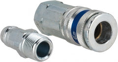 Dynabrade - 2 Piece 3/8" Body 3/8 NPT 150 psi Brass/Steel Industrial Pneumatic Coupling Plug Set - Industrial Tool & Supply