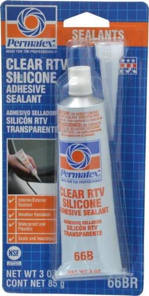 Permatex - 3 oz Tube Clear RTV Silicone Joint Sealant - -75 to 400°F Operating Temp, 24 hr Full Cure Time - Industrial Tool & Supply