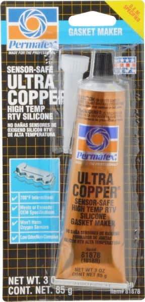 Permatex - 3 oz Gasket Maker - -65 to 700°F, Copper, Comes in Tube - Industrial Tool & Supply