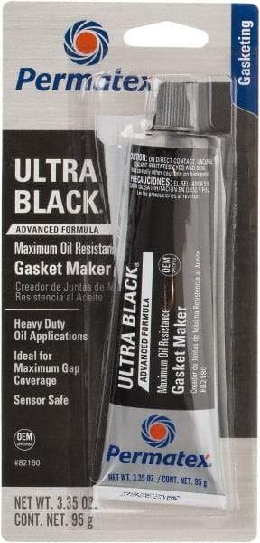 Permatex - 3.35 oz Oil Resistant Gasket Maker - -65 to 550°F, Black, Comes in Tube - Industrial Tool & Supply