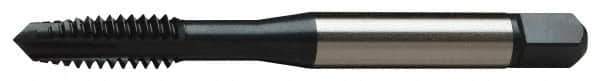 GTD - #5-40 UNC, 3 Flute, Oxide Finish, Vanadium High Speed Steel Spiral Point Tap - Plug Chamfer, Right Hand Thread, 1-15/16" OAL, 3/8" Thread Length, 0.141" Shank Diam, 2B/3B Class of Fit - Exact Industrial Supply