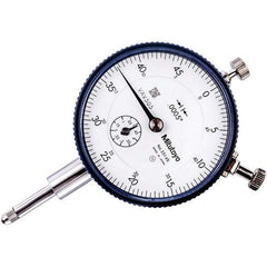 Mitutoyo - 1/2" Range, 0-50 Dial Reading, 0.0005" Graduation Dial Drop Indicator - 57mm Dial, 0.05" Range per Revolution, 0.0005" Accuracy, Revolution Counter - Industrial Tool & Supply