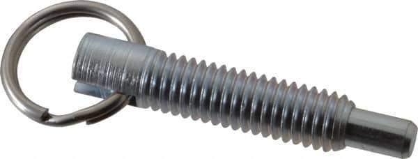 Gibraltar - 3/8-16, 1.2" Thread Length, 0.233" Plunger Diam, 3/8" Plunger Projection, 2 Lb Init to 4 Lb Final End Force, Steel Locking Pull Ring Plunger - 1.2" Len Under Head, 1.68" Body Len, 0.98" Ring Diam, 1.68" Plunger Len, 0.48" Head Height - Industrial Tool & Supply