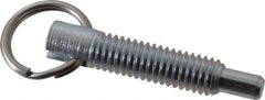 Gibraltar - 3/8-16, 1.2" Thread Length, 0.233" Plunger Diam, 3/8" Plunger Projection, 2 Lb Init to 4 Lb Final End Force, Steel Locking Pull Ring Plunger - 1.2" Len Under Head, 1.68" Body Len, 0.98" Ring Diam, 1.68" Plunger Len, 0.48" Head Height - Industrial Tool & Supply