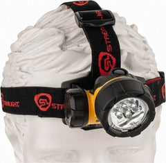 Streamlight - White LED Bulb, 120 Lumens, Hands-free Flashlight - Black, Yellow Plastic Body, 3 AAA Alkaline Batteries Included - Industrial Tool & Supply