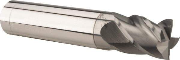 Accupro - 7/16", 3" LOC, 7/16" Shank Diam, 6" OAL, 4 Flute, Solid Carbide Square End Mill - Single End, nACRo Finish, Spiral Flute, 40° Helix, Centercutting, Right Hand Cut, Right Hand Flute - Industrial Tool & Supply