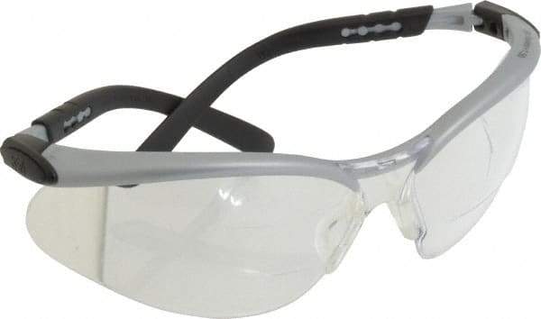 3M - +1.5, Clear Lenses, Anti-Fog, Framed Magnifying Safety Glasses - Silver Plastic Frame, ANSI Z87.1-2010 - Industrial Tool & Supply
