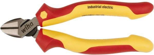 Wiha - 6-19/64" OAL, 0.079" Capacity, Diagonal Cutter - Cushion Grip Handle - Industrial Tool & Supply