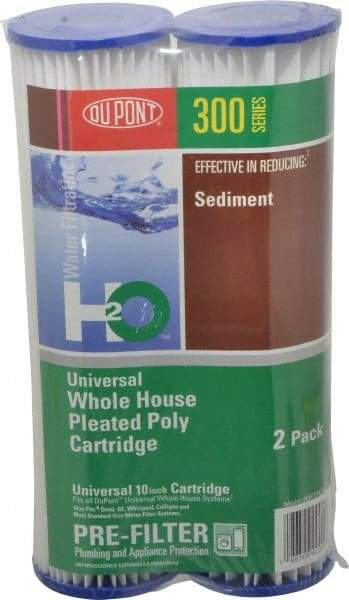 Dupont - 2" OD, 20µ, Pleated Poly Universal Pleated Poly 2 Pack Cartridge Filter - 10" Long, Reduces Sediments & Rust - Industrial Tool & Supply