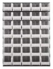 Quantum Storage - 35 Bin Louvered Panel with Ultra Bins - 48 Inch Overall Width x 15 Inch Overall Depth x 61 Inch Overall Height, Clear Tri-Clear Polypropylene Bins - Industrial Tool & Supply