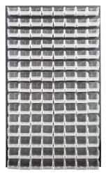Quantum Storage - 120 Bin Louvered Panel with Ultra Bins - 36 Inch Overall Width x 8 Inch Overall Depth x 61 Inch Overall Height, Clear Tri-Clear Polypropylene Bins - Industrial Tool & Supply