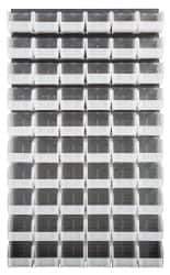 Quantum Storage - 60 Bin Louvered Panel with Ultra Bins - 36 Inch Overall Width x 11 Inch Overall Depth x 61 Inch Overall Height, Clear Tri-Clear Polypropylene Bins - Industrial Tool & Supply