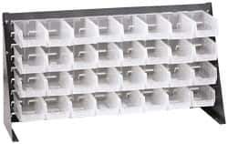 Quantum Storage - 32 Bin Louvered Panel with Ultra Bins - 36 Inch Overall Width x 8 Inch Overall Depth x 19 Inch Overall Height, Clear Tri-Clear Polypropylene Bins - Industrial Tool & Supply