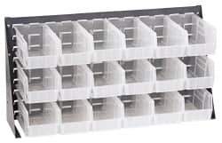 Quantum Storage - 18 Bin Louvered Panel with Ultra Bins - 36 Inch Overall Width x 11 Inch Overall Depth x 19 Inch Overall Height, Clear Tri-Clear Polypropylene Bins - Industrial Tool & Supply