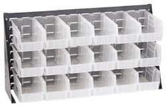 Quantum Storage - 18 Bin Louvered Panel with Ultra Bins - 36 Inch Overall Width x 11 Inch Overall Depth x 19 Inch Overall Height, Clear Tri-Clear Polypropylene Bins - Industrial Tool & Supply