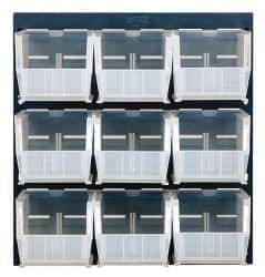 Quantum Storage - 9 Bin Louvered Panel with Ultra Bins - 18 Inch Overall Width x 11 Inch Overall Depth x 19 Inch Overall Height, Clear Tri-Clear Polypropylene Bins - Industrial Tool & Supply