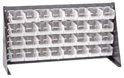 Quantum Storage - 32 Bin Louvered Panel with Ultra Bins - 36 Inch Overall Width x 8 Inch Overall Depth x 19 Inch Overall Height, Clear Tri-Clear Polypropylene Bins - Industrial Tool & Supply