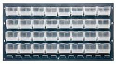 Quantum Storage - 32 Bin Bench Rack with Ultra Bins - 36 Inch Overall Width x 8 Inch Overall Depth x 19 Inch Overall Height, Clear Tri-Clear Polypropylene Bins - Industrial Tool & Supply