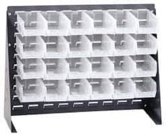 Quantum Storage - 24 Bin Bench Rack with Ultra Bins - 27 Inch Overall Width x 8 Inch Overall Depth x 21 Inch Overall Height, Clear Tri-Clear Polypropylene Bins - Industrial Tool & Supply