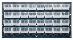 Quantum Storage - 32 Bin Bench Rack with Ultra Bins - 36 Inch Overall Width x 8 Inch Overall Depth x 19 Inch Overall Height, Clear Tri-Clear Polypropylene Bins - Industrial Tool & Supply