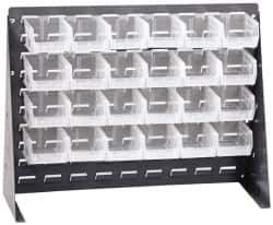 Quantum Storage - 24 Bin Bench Rack with Ultra Bins - 27 Inch Overall Width x 8 Inch Overall Depth x 21 Inch Overall Height, Clear Tri-Clear Polypropylene Bins - Industrial Tool & Supply