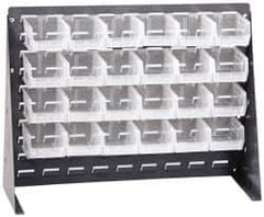 Quantum Storage - 24 Bin Bench Rack with Ultra Bins - 27 Inch Overall Width x 8 Inch Overall Depth x 21 Inch Overall Height, Clear Tri-Clear Polypropylene Bins - Industrial Tool & Supply