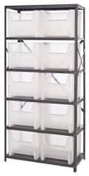Quantum Storage - 10 Bin Giant Stack Container Storage Shelving - 36 Inch Overall Width x 18 Inch Overall Depth x 75 Inch Overall Height, Clear Tri-Clear Polypropylene Bins - Industrial Tool & Supply