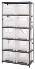 Quantum Storage - 10 Bin Giant Stack Container Storage Shelving - 36 Inch Overall Width x 18 Inch Overall Depth x 75 Inch Overall Height, Clear Tri-Clear Polypropylene Bins - Industrial Tool & Supply