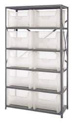 Quantum Storage - 10 Bin Giant Stack Container Storage Shelving - 42 Inch Overall Width x 18 Inch Overall Depth x 75 Inch Overall Height, Clear Tri-Clear Polypropylene Bins - Industrial Tool & Supply
