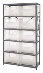 Quantum Storage - 10 Bin Giant Stack Container Storage Shelving - 42 Inch Overall Width x 18 Inch Overall Depth x 75 Inch Overall Height, Clear Tri-Clear Polypropylene Bins - Industrial Tool & Supply