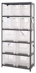 Quantum Storage - 12 Bin Giant Stack Container Storage Shelving - 36 Inch Overall Width x 18 Inch Overall Depth x 75 Inch Overall Height, Clear Tri-Clear Polypropylene Bins - Industrial Tool & Supply