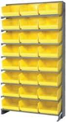 Quantum Storage - 24 Bin Store-More Sloped Shelving System - 36 Inch Overall Width x 12 Inch Overall Depth x 63-1/2 Inch Overall Height, Yellow Polypropylene Bins - Industrial Tool & Supply