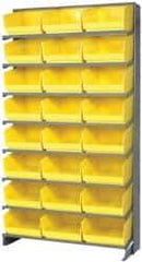 Quantum Storage - 24 Bin Store-More Sloped Shelving System - 36 Inch Overall Width x 12 Inch Overall Depth x 63-1/2 Inch Overall Height, Yellow Polypropylene Bins - Industrial Tool & Supply