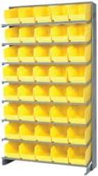 Quantum Storage - 40 Bin Store-More Sloped Shelving System - 36 Inch Overall Width x 12 Inch Overall Depth x 63-1/2 Inch Overall Height, Yellow Polypropylene Bins - Industrial Tool & Supply