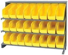Quantum Storage - 24 Bin Store-More Sloped Shelving System - 36 Inch Overall Width x 12 Inch Overall Depth x 26-1/2 Inch Overall Height, Yellow Polypropylene Bins - Industrial Tool & Supply