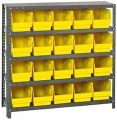 Quantum Storage - 20 Bin Store-More Shelf Bin System - 36 Inch Overall Width x 18 Inch Overall Depth x 39 Inch Overall Height, Yellow Polypropylene Bins - Industrial Tool & Supply