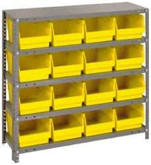 Quantum Storage - 16 Bin Store-More Shelf Bin System - 36 Inch Overall Width x 18 Inch Overall Depth x 39 Inch Overall Height, Yellow Polypropylene Bins - Industrial Tool & Supply