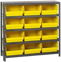 Quantum Storage - 12 Bin Store-More Shelf Bin System - 36 Inch Overall Width x 18 Inch Overall Depth x 39 Inch Overall Height, Yellow Polypropylene Bins - Industrial Tool & Supply