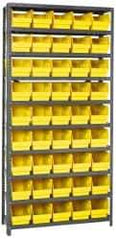 Quantum Storage - 45 Bin Store-More Shelf Bin System - 36 Inch Overall Width x 18 Inch Overall Depth x 75 Inch Overall Height, Yellow Polypropylene Bins - Industrial Tool & Supply