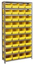 Quantum Storage - 36 Bin Store-More Shelf Bin System - 36 Inch Overall Width x 18 Inch Overall Depth x 75 Inch Overall Height, Yellow Polypropylene Bins - Industrial Tool & Supply