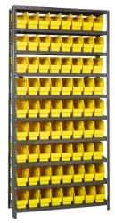 Quantum Storage - 72 Bin Store-More Shelf Bin System - 36 Inch Overall Width x 18 Inch Overall Depth x 75 Inch Overall Height, Yellow Polypropylene Bins - Industrial Tool & Supply